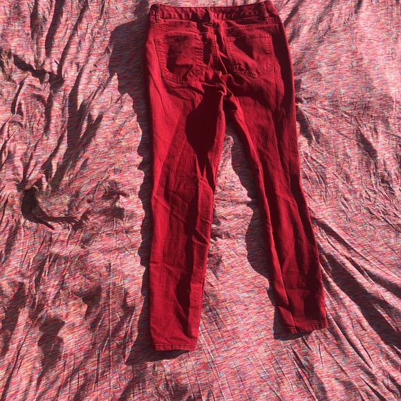 Red Denim Cigarette Fit Skinny Nine West Jeans - Picture 4 of 14